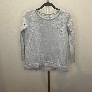 Loft Floral Cutout Sweatshirt Grey Size XS